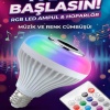 ® Yeni Ürün Bluetooth RGB LED Hoparlörlü Akıllı AmpulRenkli Müzikli Lamba ve Kumanda